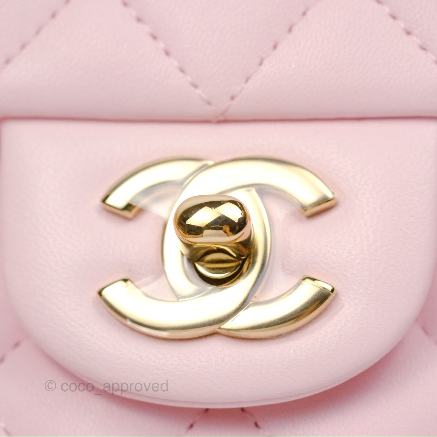 Chanel Top Handle Mini Rectangular Flap Bag Light Pink Lambskin Gold Hardware