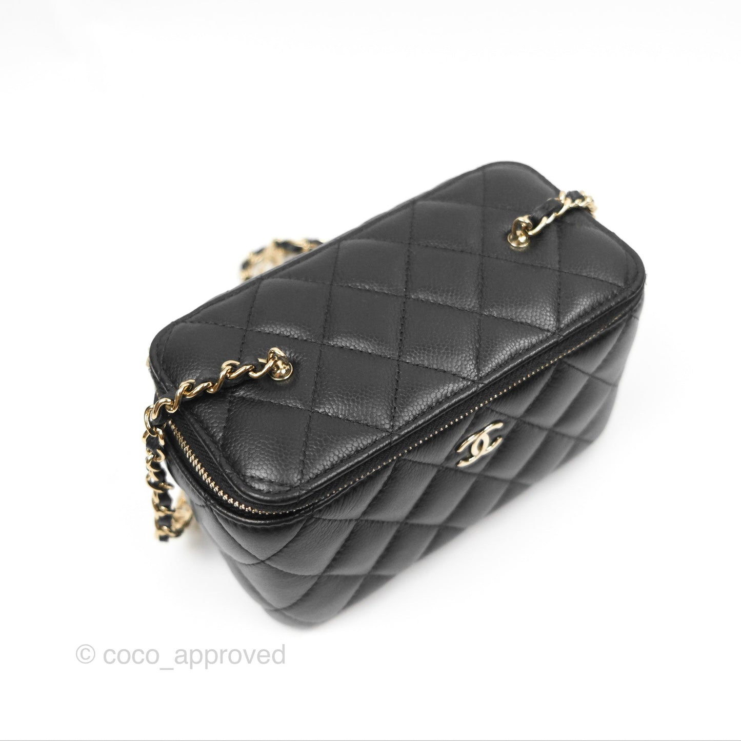 Chanel Vanity Rectangular with CC Chain Black Caviar Gold Hardware