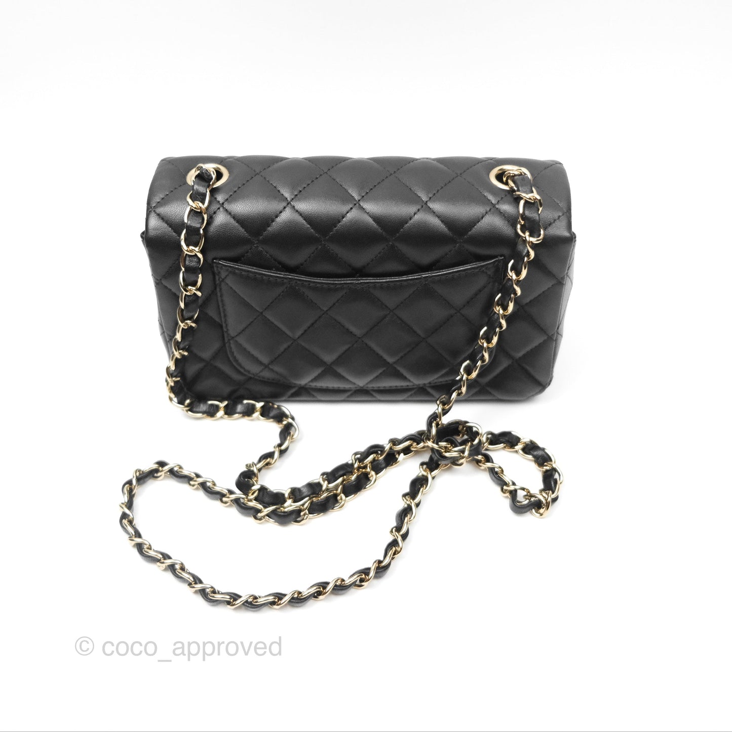 Chanel Mini Rectangular Quilted Black Lambskin Gold Hardware