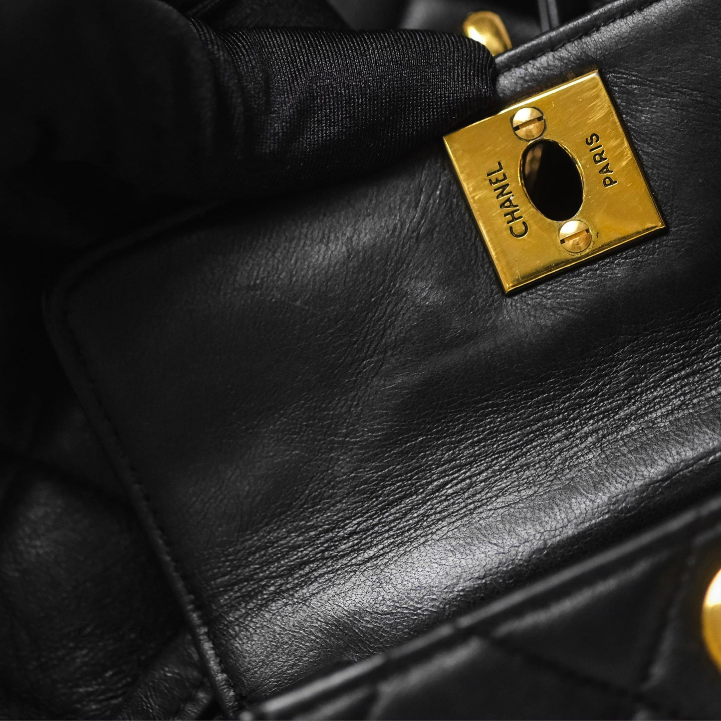 Chanel Vintage CC Duma Backpack Black Lambskin 24K Gold Hardware