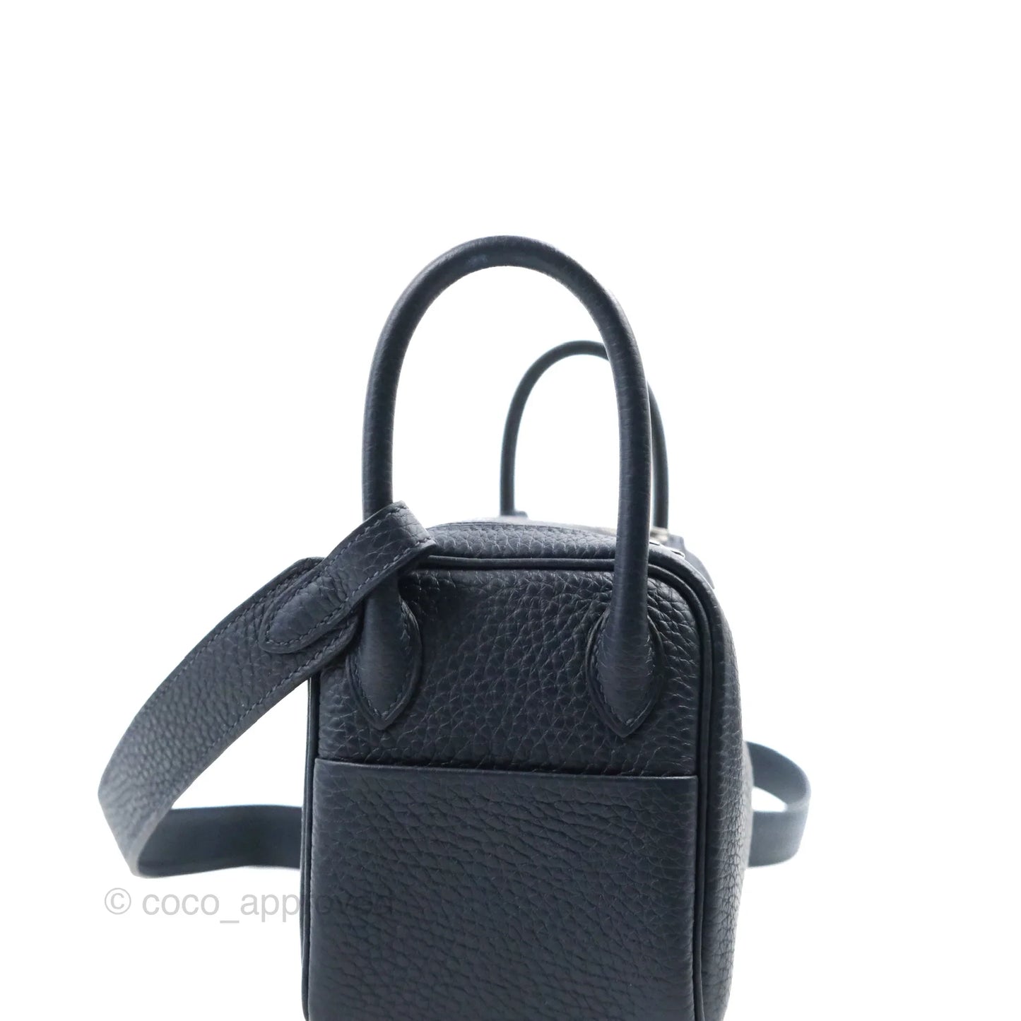 Hermès Mini Lindy 20 Bleu Nuit Clemence Palladium Hardware