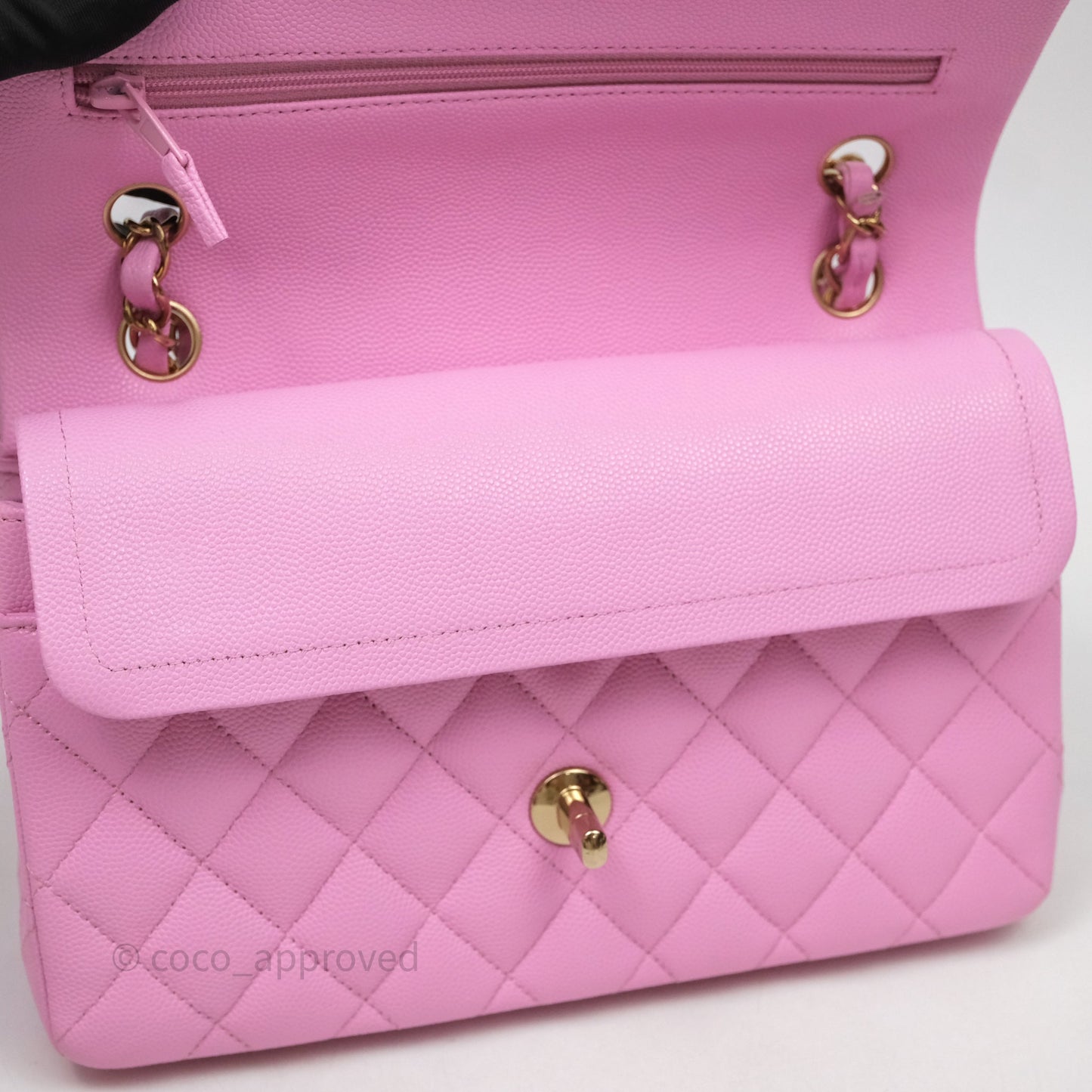 Chanel Small Classic Flap Quilted Pink Caviar Gold Hardware