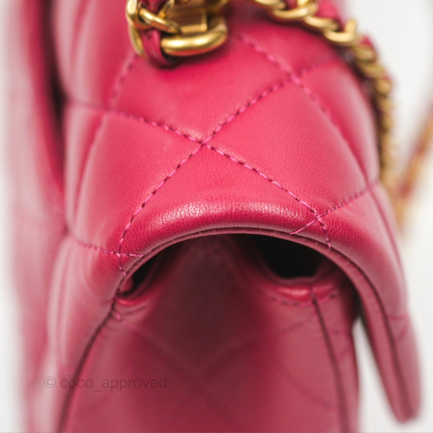 Chanel Top Handle Mini Rectangular Flap Bag Berry Red Lambskin Aged Gold Hardware