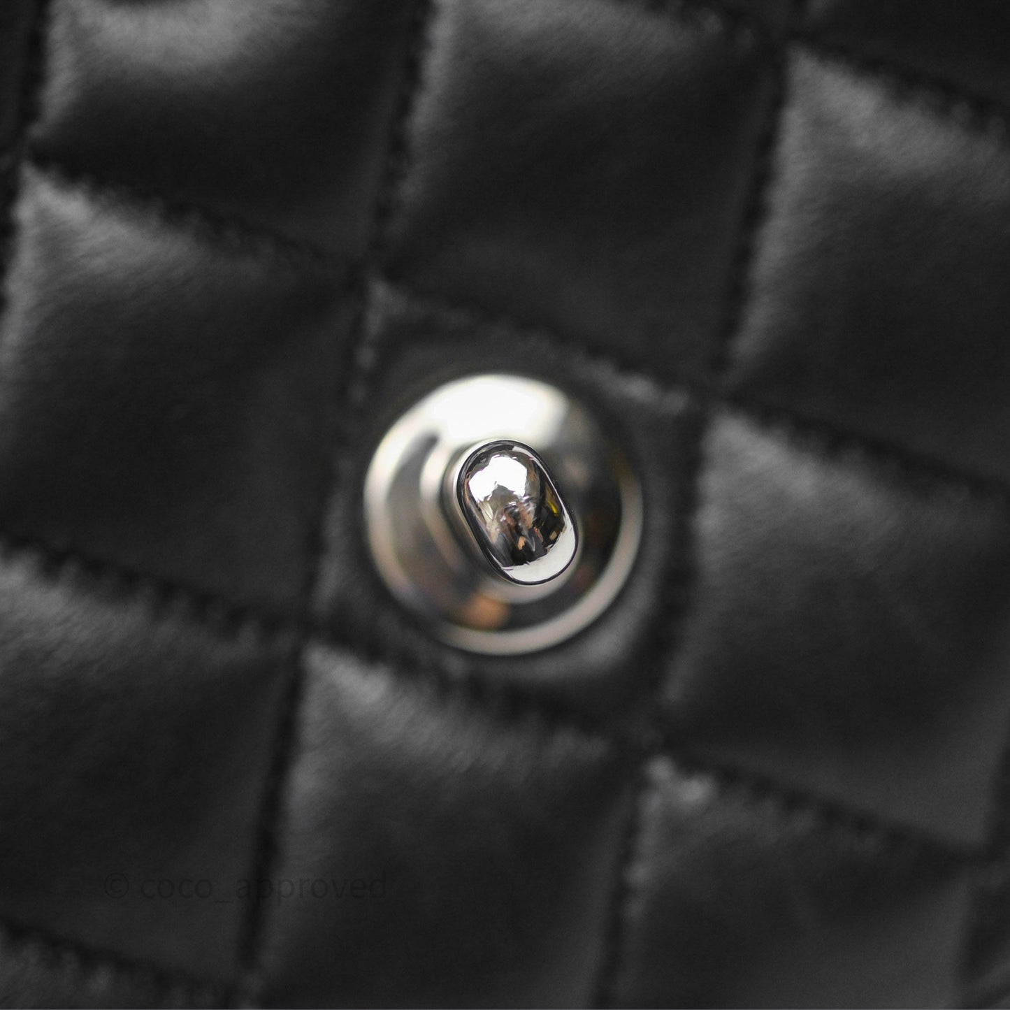 Chanel Classic M/L Medium Flap Quilted Black Lambskin Silver Hardware