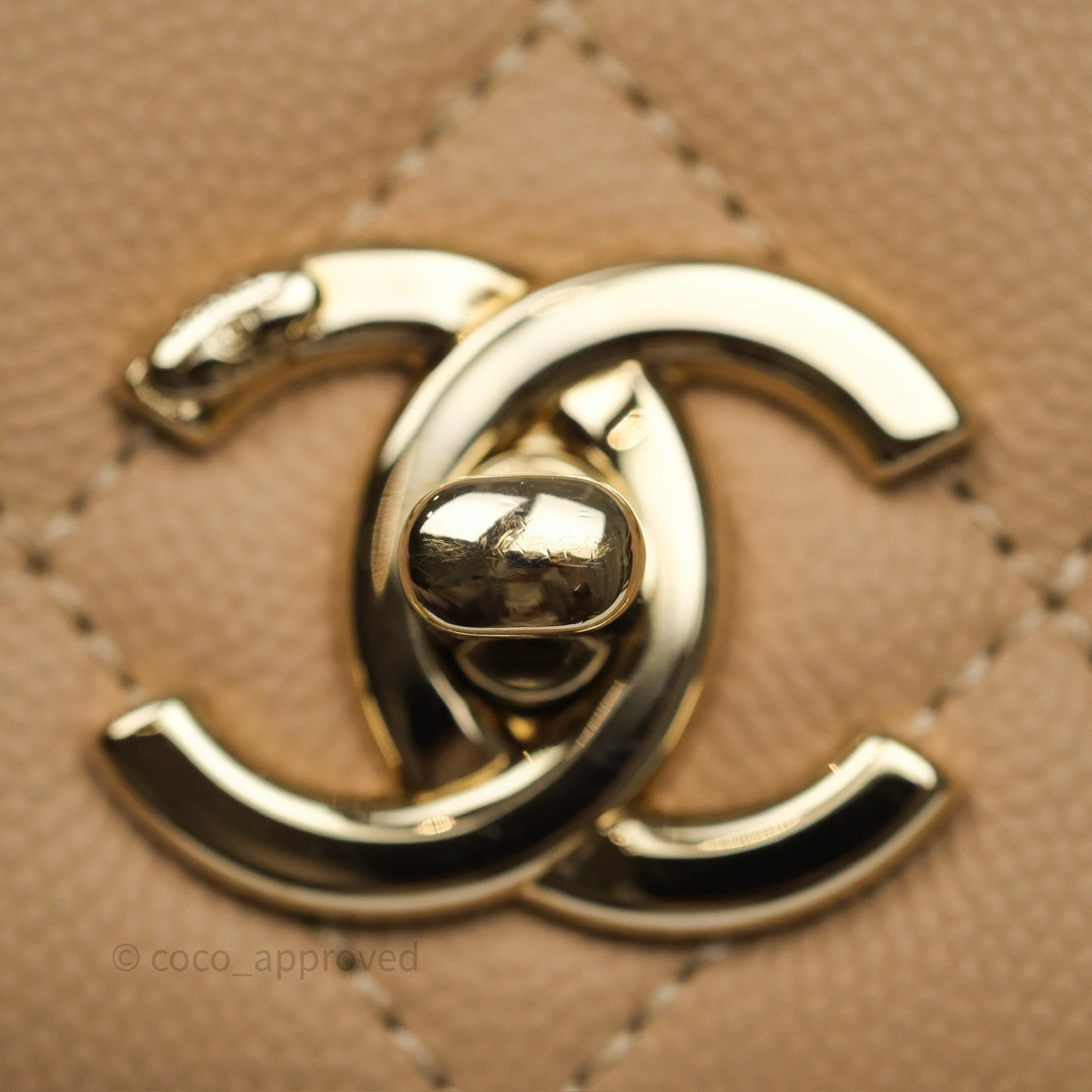 Chanel Small Business Affinity Flap Quilted Beige Caviar Gold Hardware
