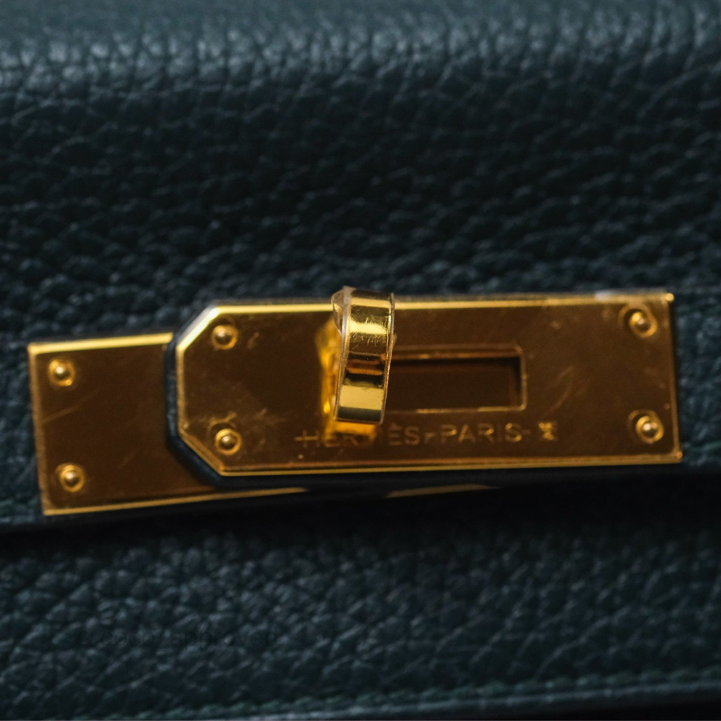 Hermes Kelly 28 Clemence Vert Cypress 6O Gold Hardware