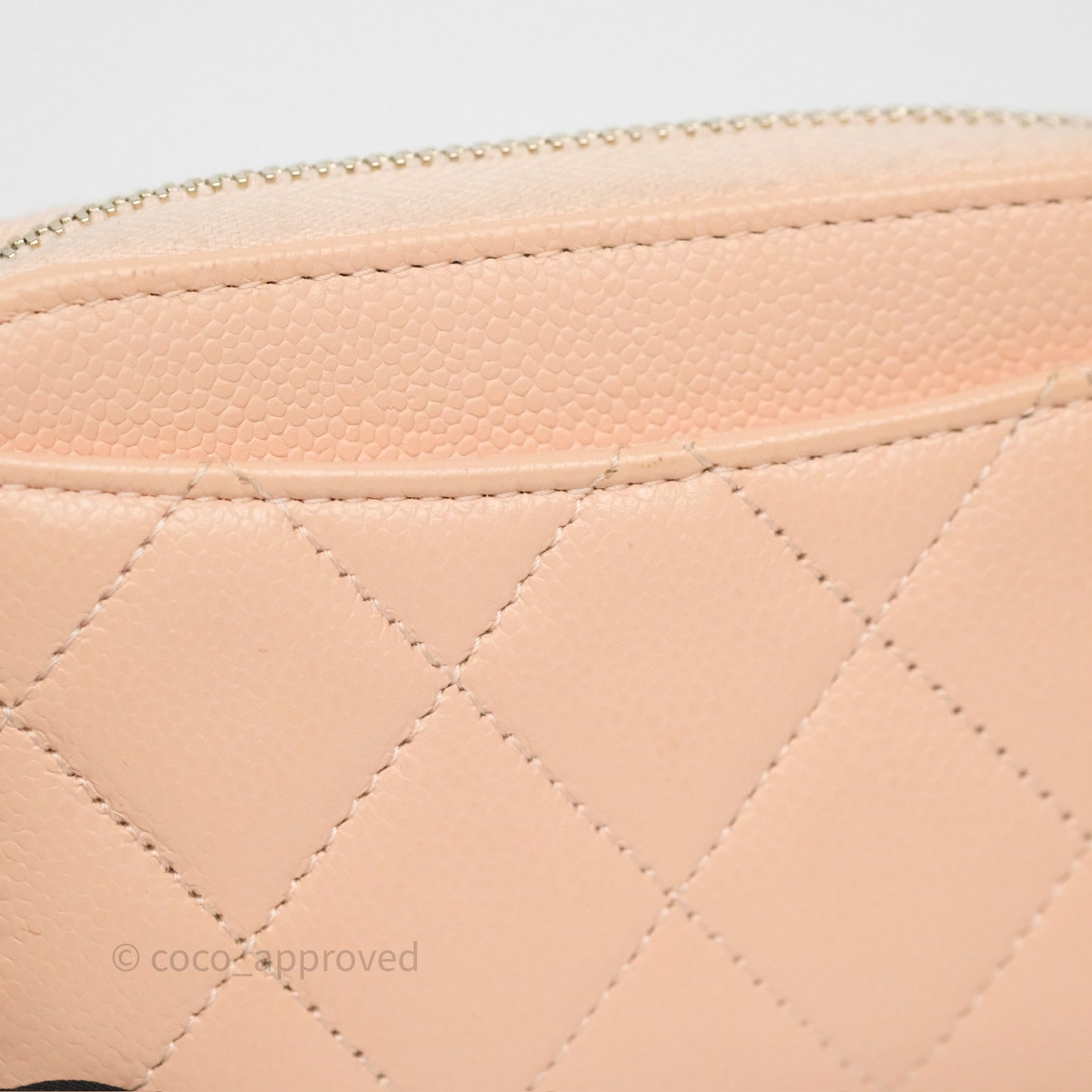 Chanel Classic Zipped Coin Purse Salmon Pink Caviar Gold Hardware