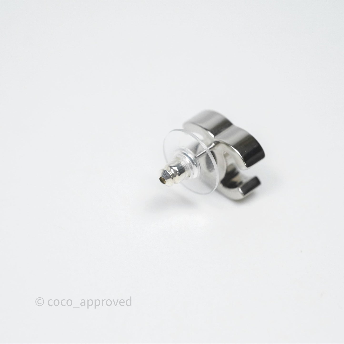 Chanel Crystal CC Earrings Silver Tone 25C