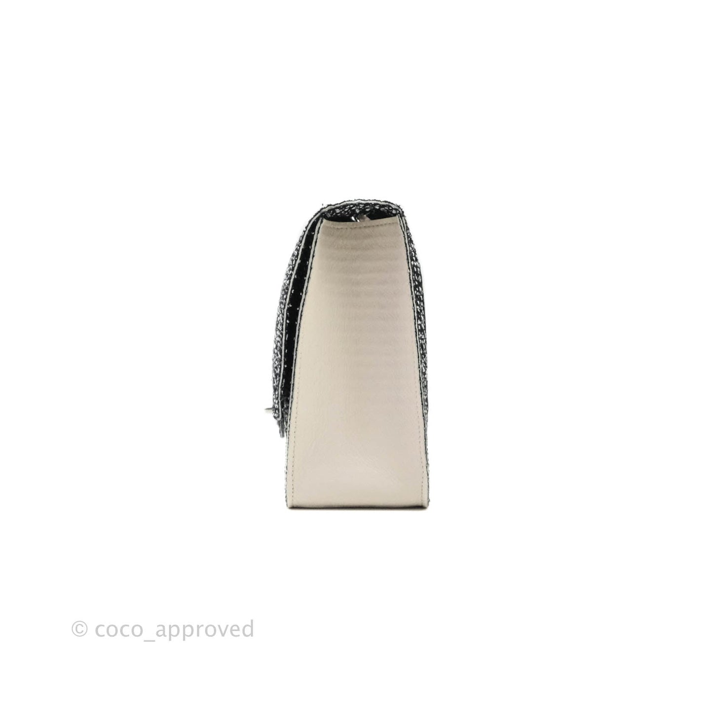 Chanel Classic Single Flap Bag Black/White Tweed Silver Hardware