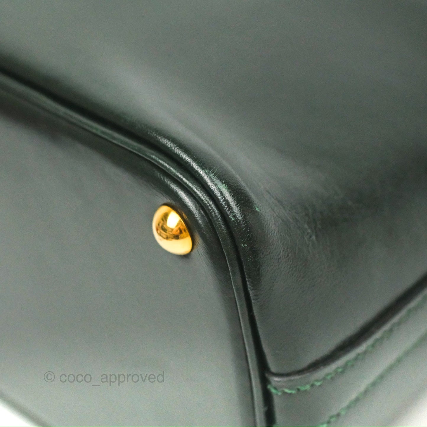 Hermès Vintage Bolide 27 Dark Green Box Leather Gold Hardware