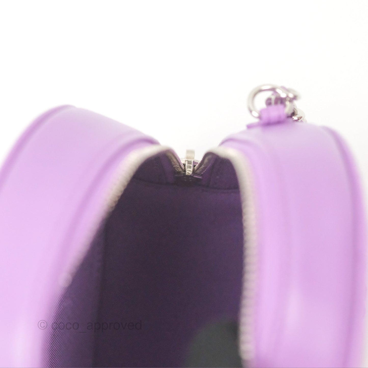 Chanel Round Circle Bag Purple Lambskin Silver Hardware