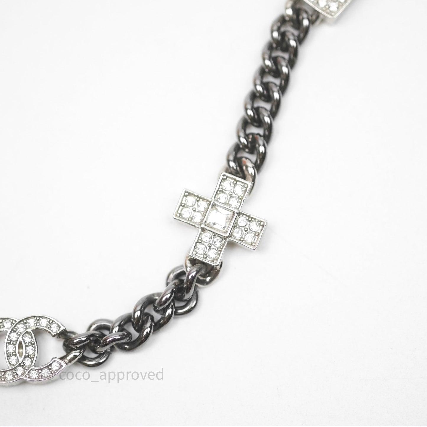 Chanel Crystal Lucky Charms Chain Choker Necklace Ruthenium Hardware 22P