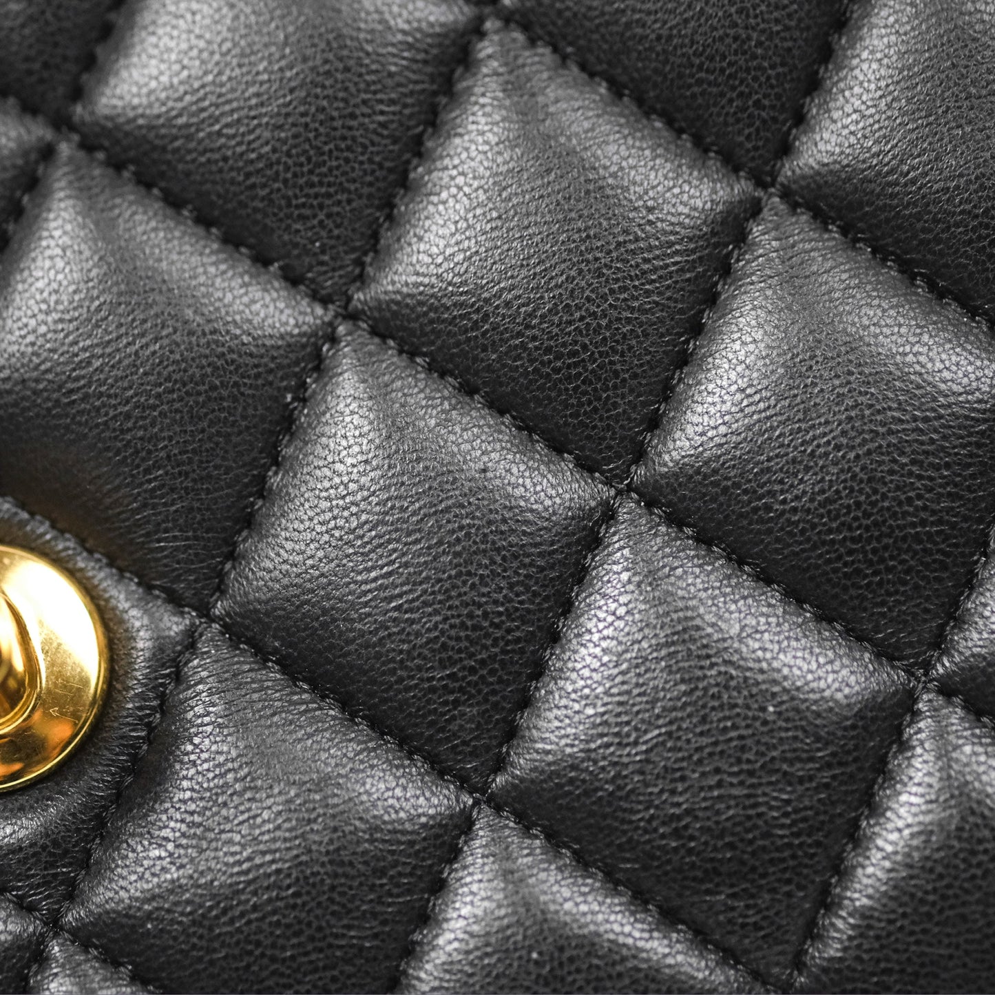 Chanel Classic M/L Medium Flap Quilted Black Lambskin Gold Hardware