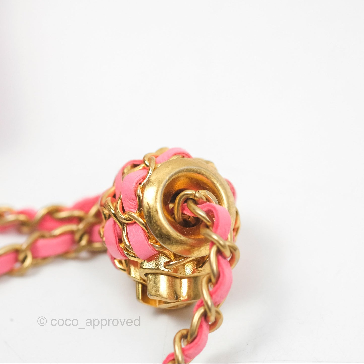 Chanel Pearl Crush Mini Clutch With Chain Pink Lambskin Aged Gold Hardware