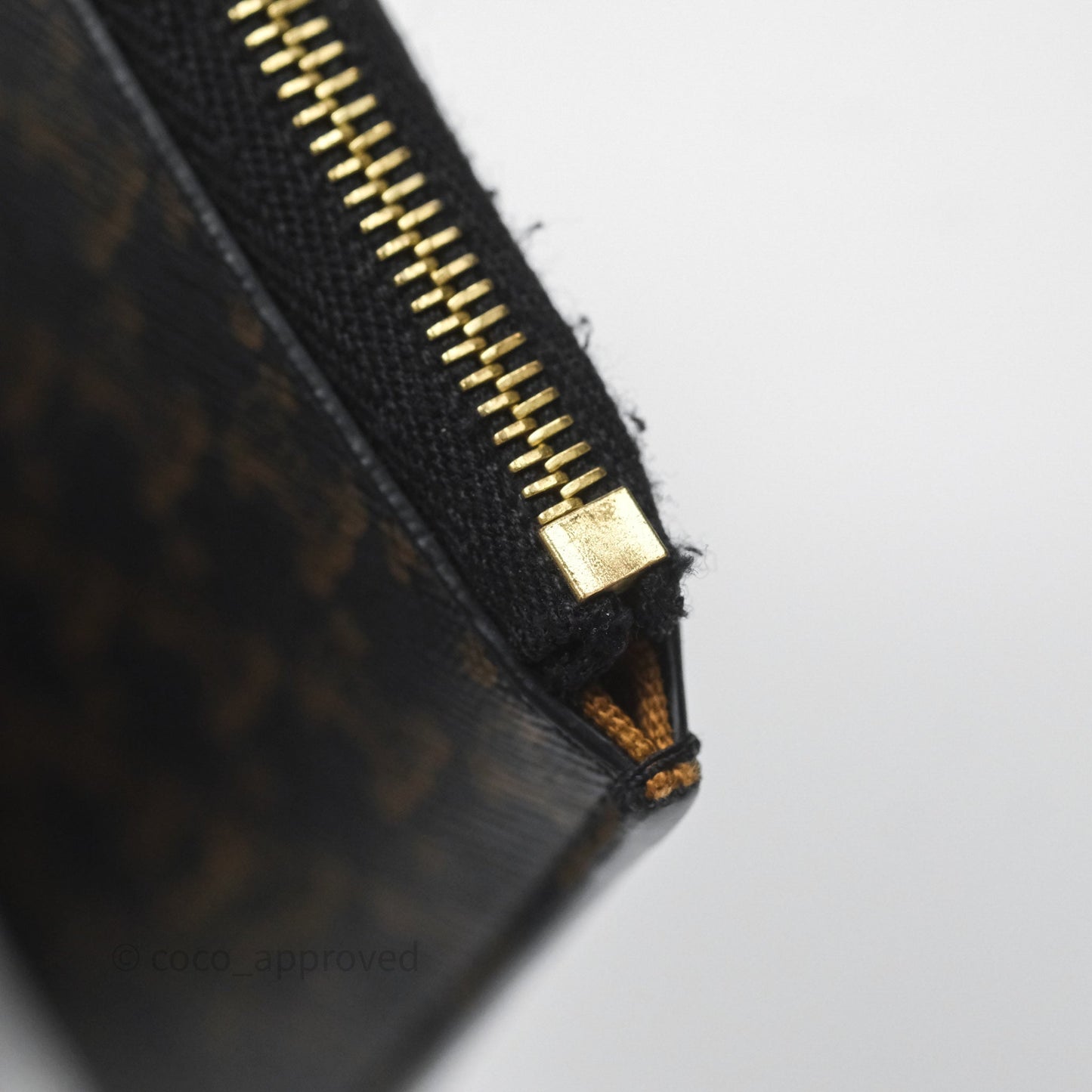 Celine Zipped Purse with Removable Card Holder in Tan Triomphe Canvas/ Lambskin