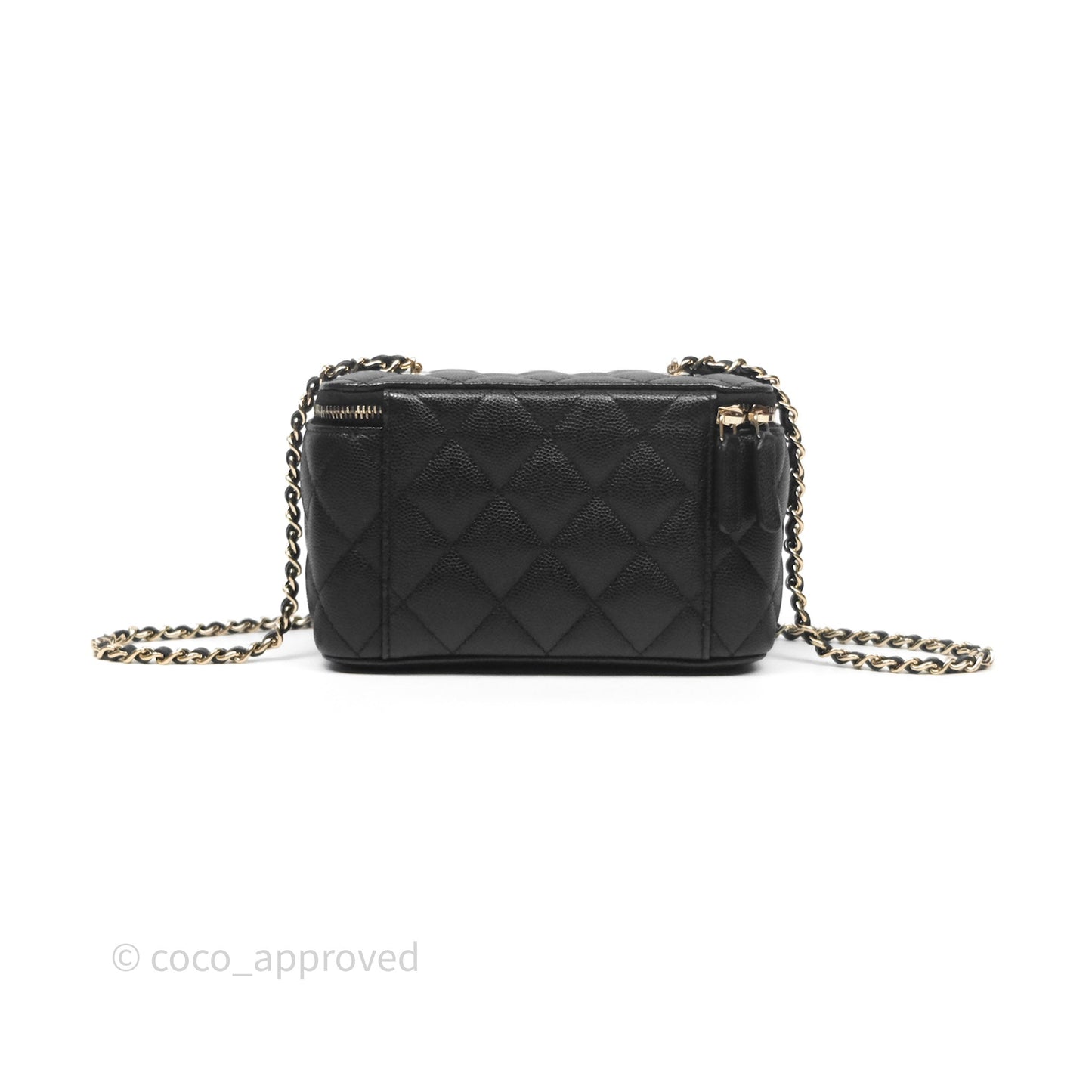 Chanel Vanity Rectangular With Chain Black Caviar Gold Hardware