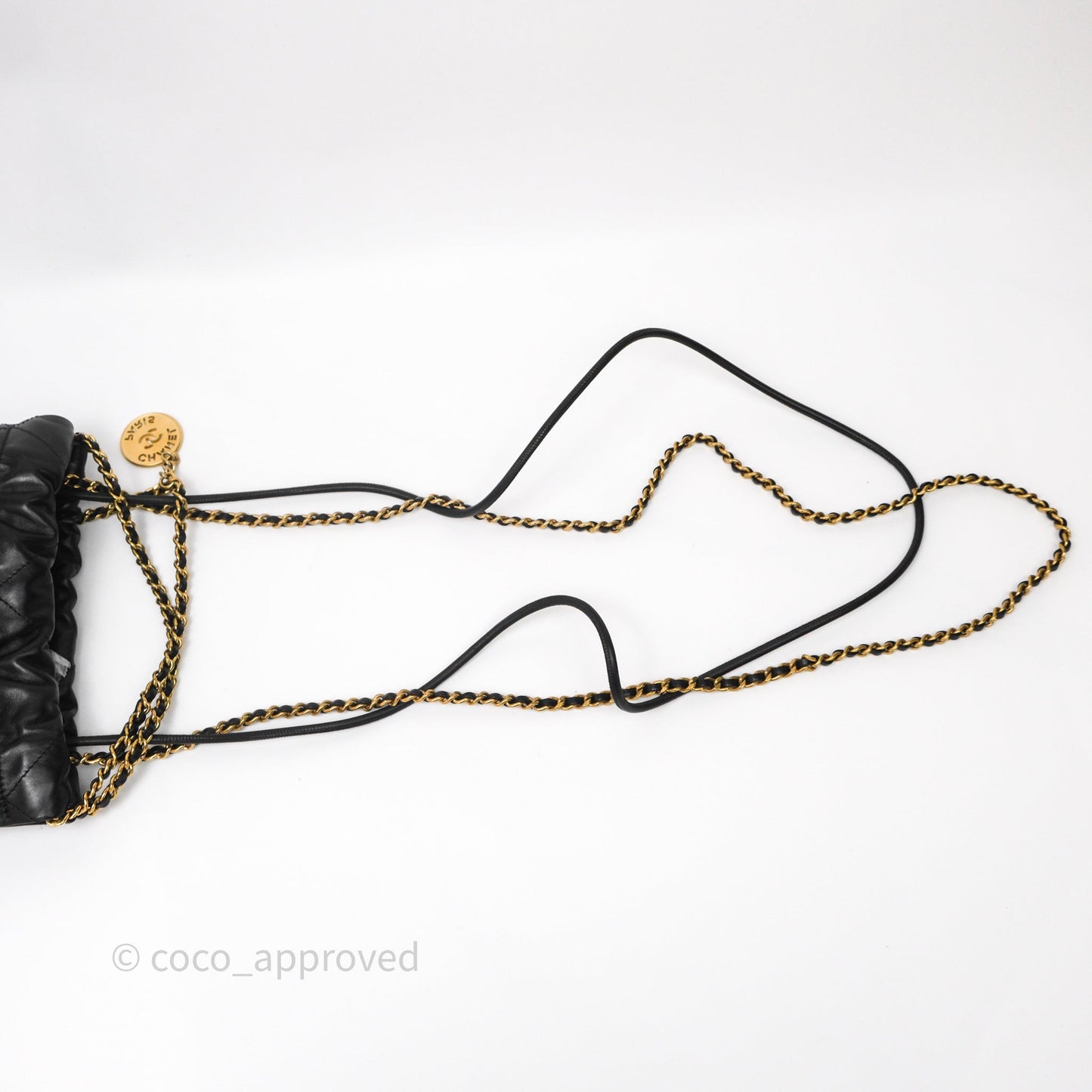 Chanel 22 Mini Bag Black Crumpled Calfskin Aged Gold Hardware