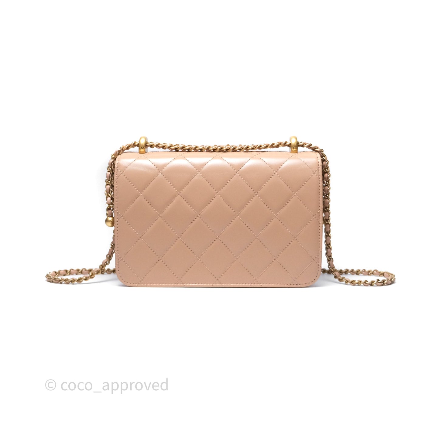 Chanel Quilted Small Perfect Fit Adjustable Beige Calfskin Gold Hardware 21A