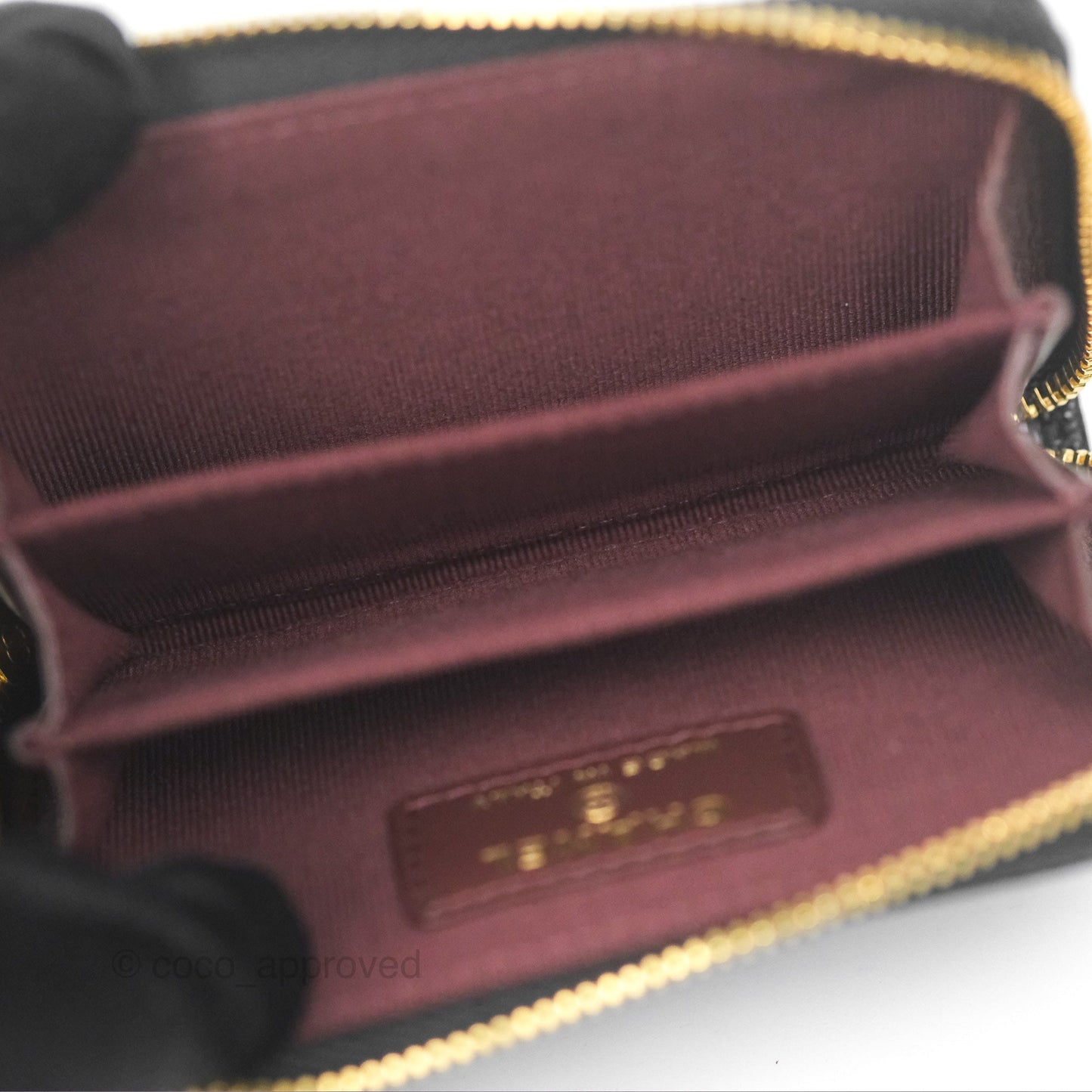 Chanel Classic Zipped Coin Purse Black Caviar Gold Hardware