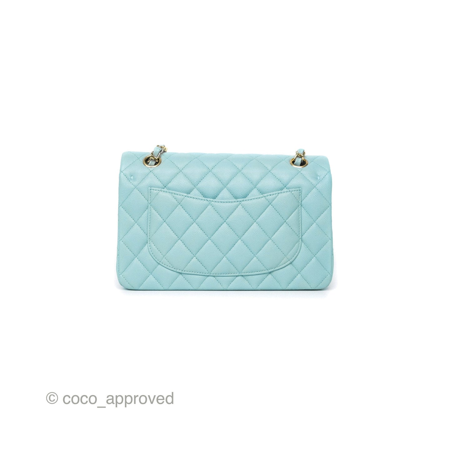 Chanel Small S/M Classic Flap Quilted Tiffany Blue Caviar Gold Hardware