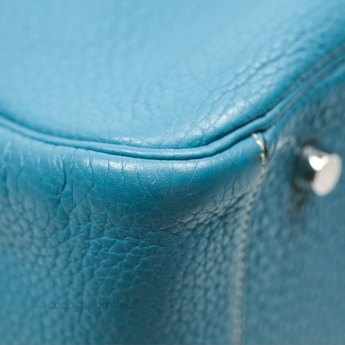 Hermès Lindy 34 Blue Jean Clemence Palladium Hardware