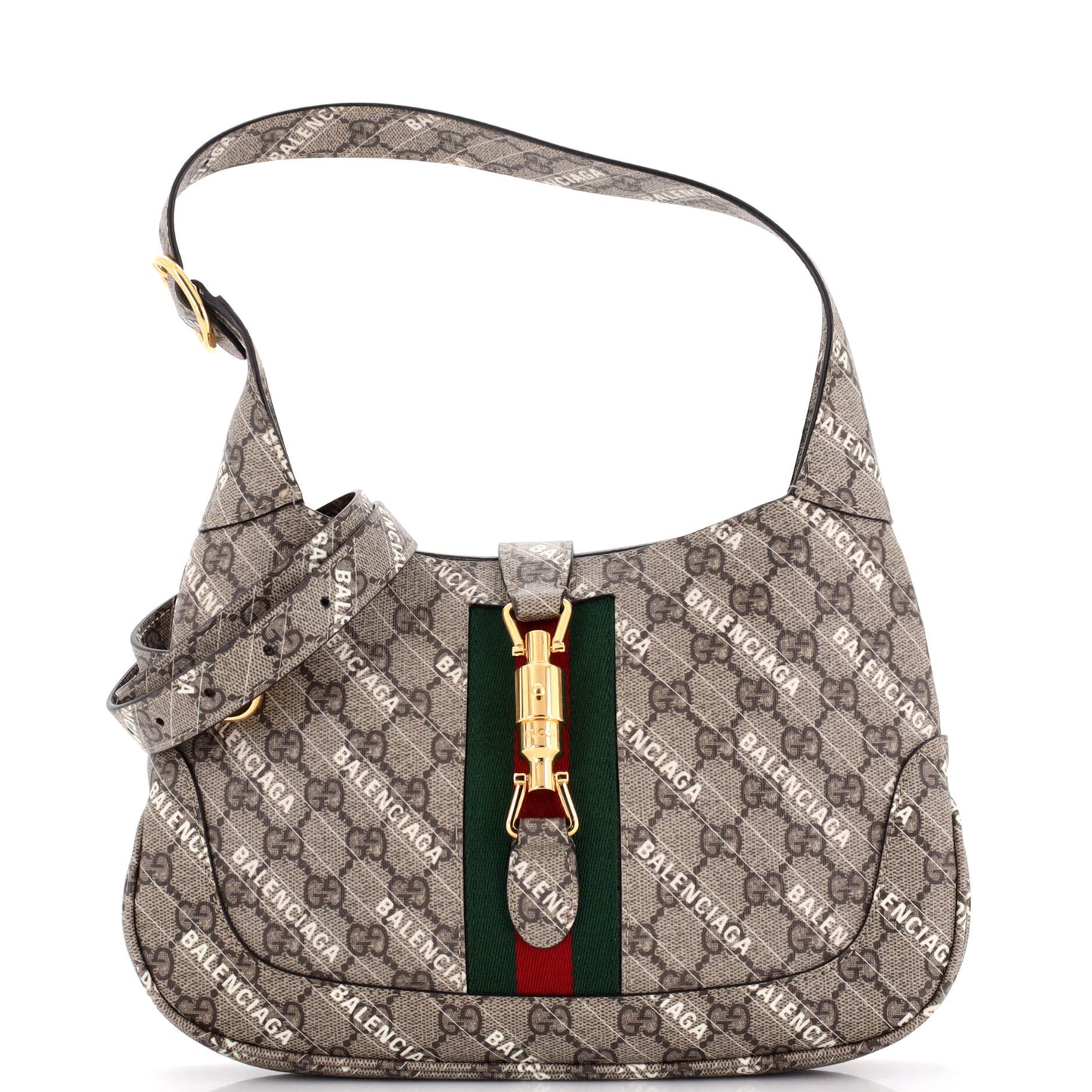 Gucci x Luxury Balenciaga The Hacker Project Jackie 1961 Hobo GG Coated Canvas Small