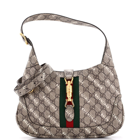 Gucci x Luxury Balenciaga The Hacker Project Jackie 1961 Hobo GG Coated Canvas Small
