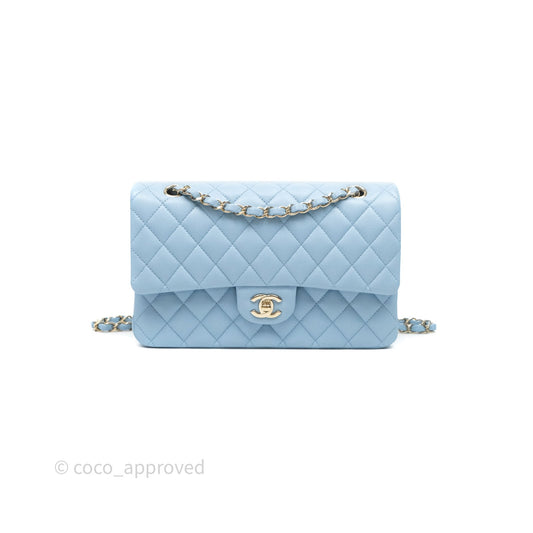Chanel Classic M/L Medium Flap Quilted Blue Caviar Gold Hardware