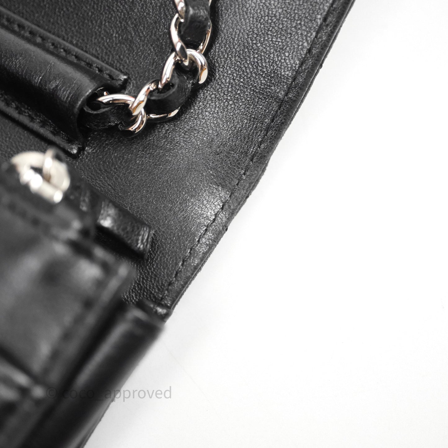 Chanel Quilted WOC Black Lambskin Silver Hardware
