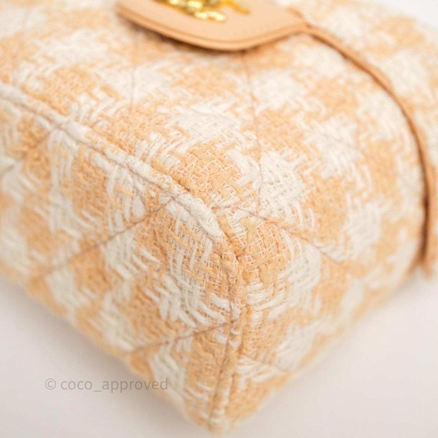 Chanel Vanity Case with Top Handle Orange Apricot Tweed Aged Gold Hardware