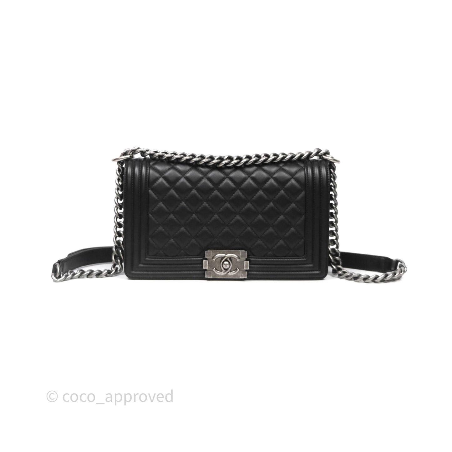 Chanel Medium Boy Quilted Black Lambskin Ruthenium Hardware