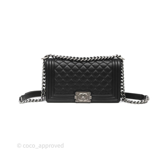 Chanel Medium Boy Quilted Black Lambskin Ruthenium Hardware