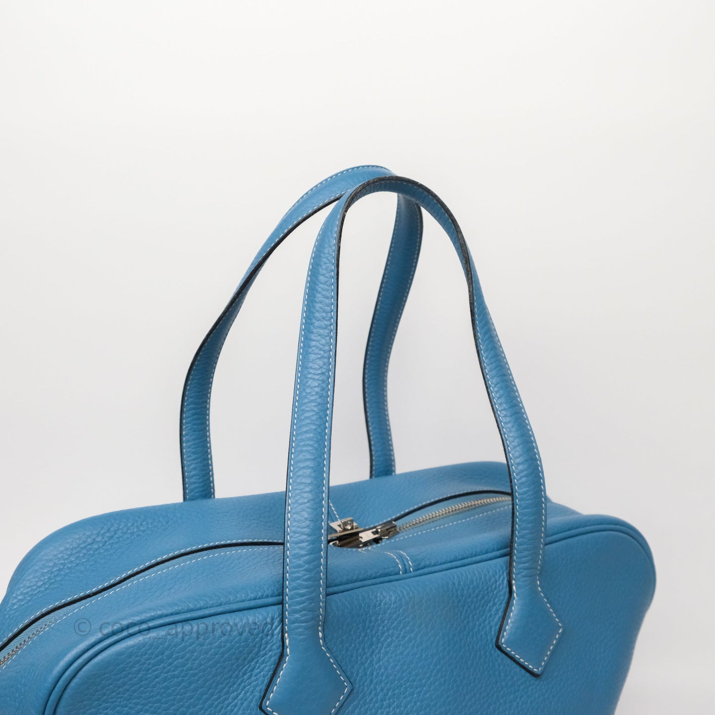 Hermes Victoria II 35 Bag Blue Jean 75 Clemence Palladium Hardware