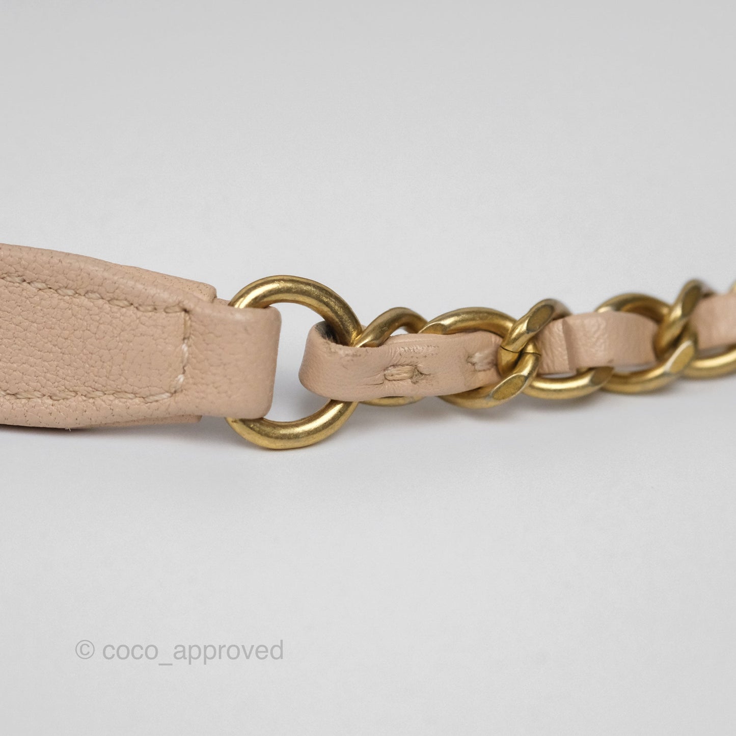Chanel Quilted Chic Pearls Flap Beige Pink Goatskin Aged Gold Hardware