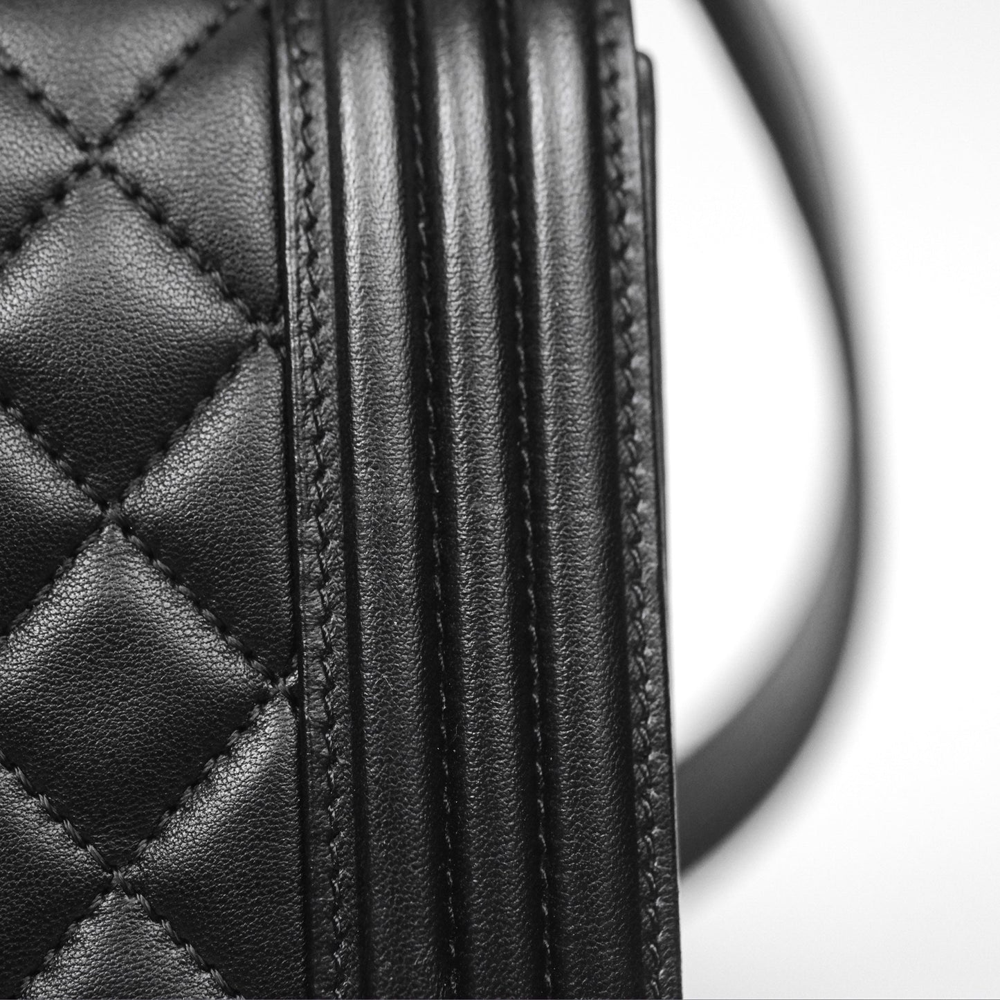 Chanel Quilted New Medium Boy Black Lambskin Ruthenium Hardware