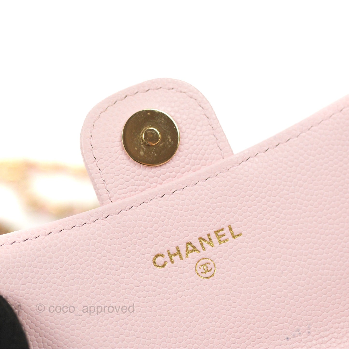 Chanel Mini Wallet With Chain Light Pink Caviar Gold Hardware