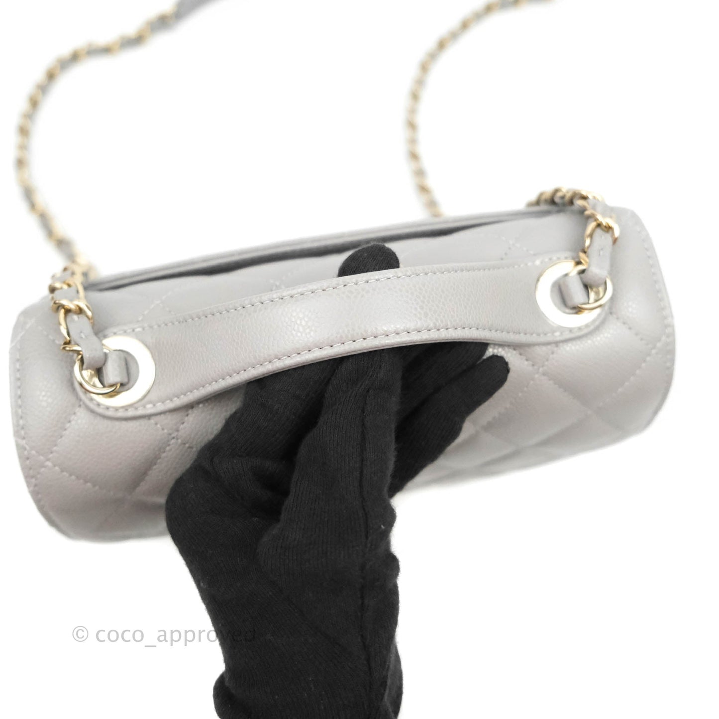 Chanel Quilted Medium Business Affinity Flap Grey Caviar Gold Hardware