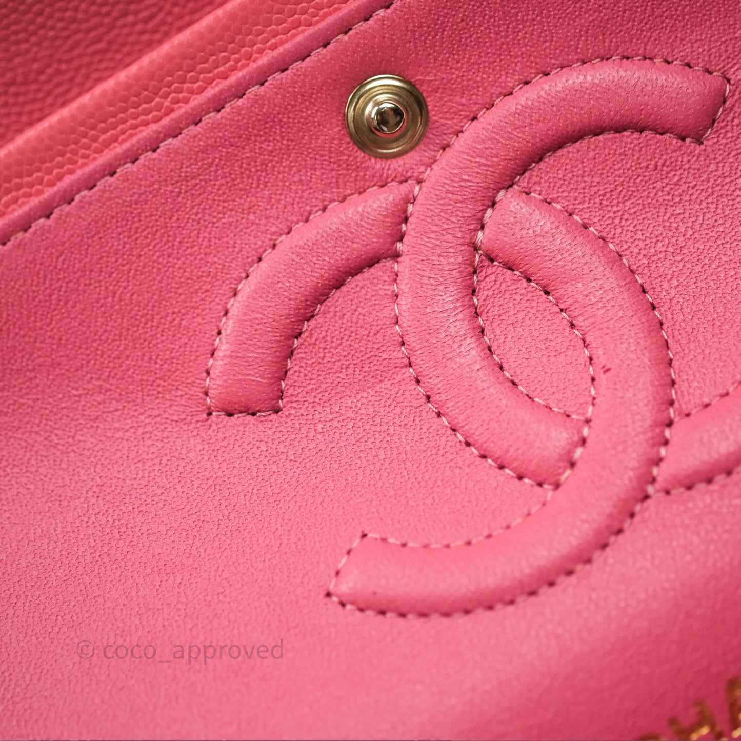 Chanel Classic M/L Medium Flap Quilted Pink Caviar Gold Hardware