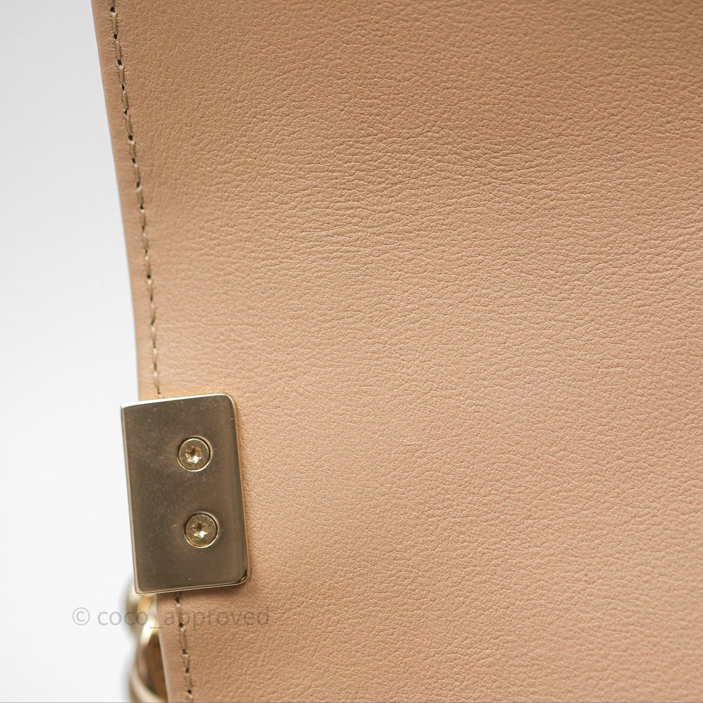 Chanel Boy Quilted Medium Beige Calfskin Gold Hardware