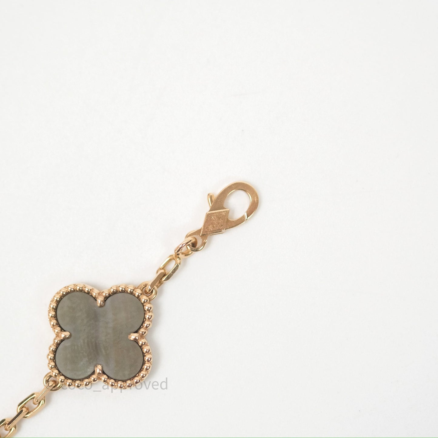 Van Cleef & Arpels Vintage Alhambra 5 Motifs Bracelet Grey Mother-of-pearl Diamonds Rose Gold