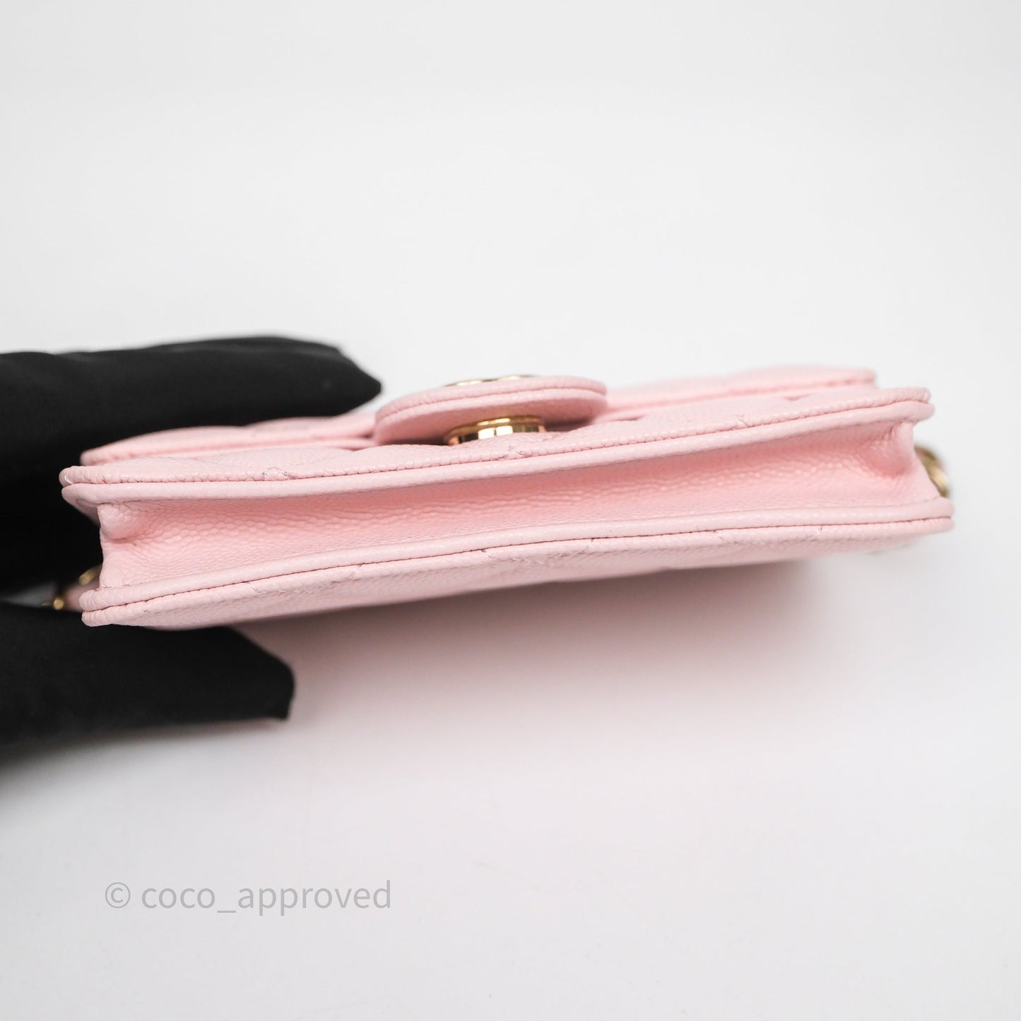 Chanel Mini Clutch With Chain Light Pink Caviar Gold Hardware