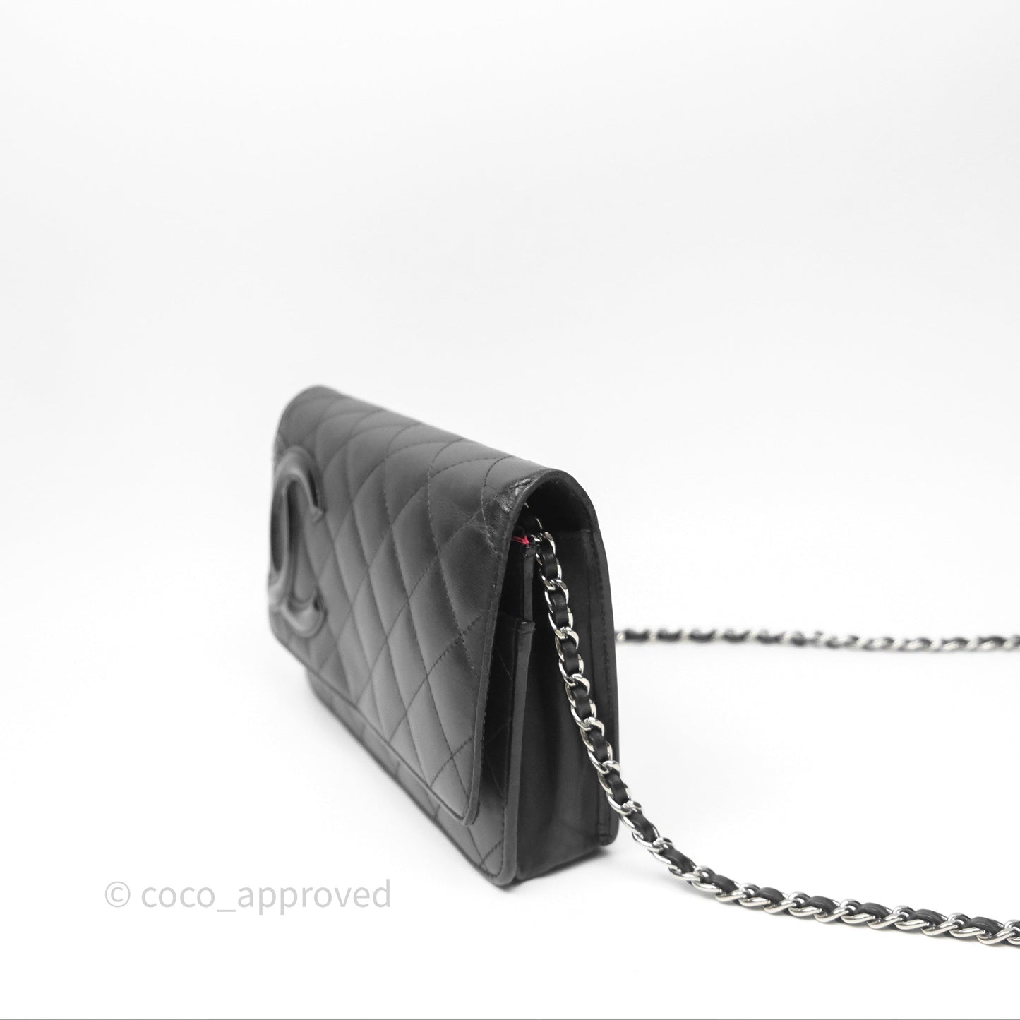Chanel Quilted Wallet on Chain WOC Cambon Black Calfskin Silver Hardware