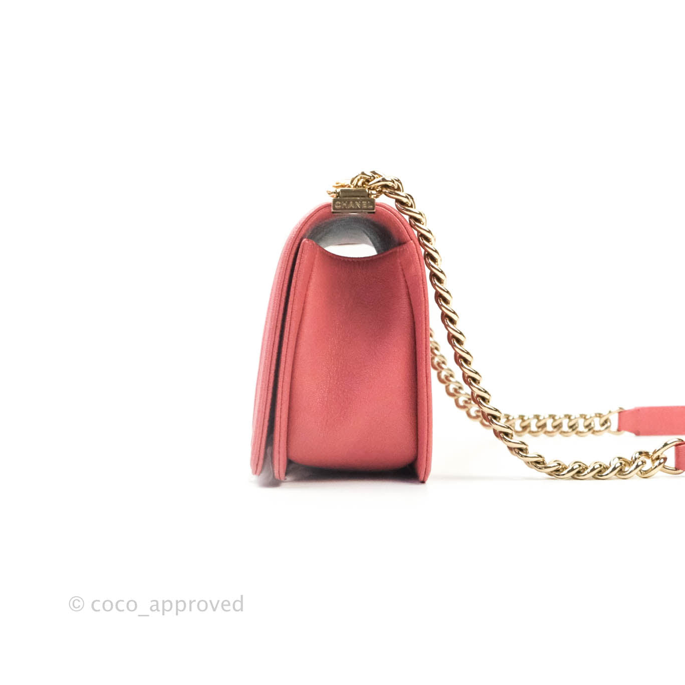 Chanel Boy Chevron Medium Pink Caviar Gold Hardware