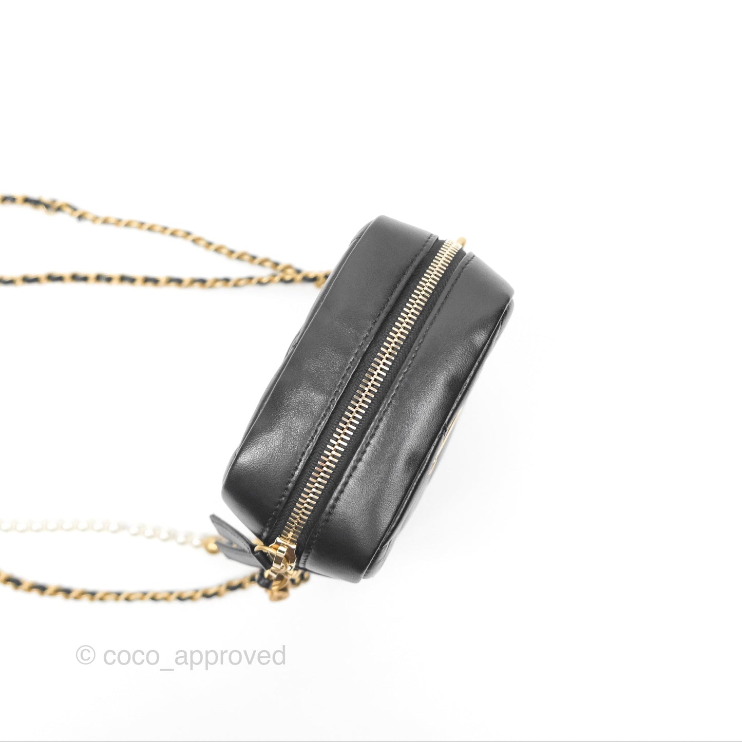 Chanel My Perfect Mini Camera Bag Black Lambskin Aged Gold Hardware