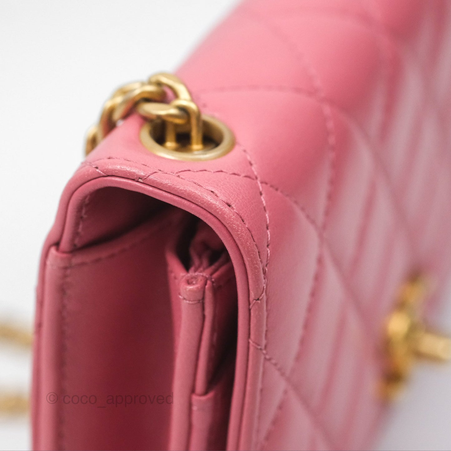 Chanel All Slide Wallet on Chain WOC Adjustable Chain Quilted Pink Lambskin