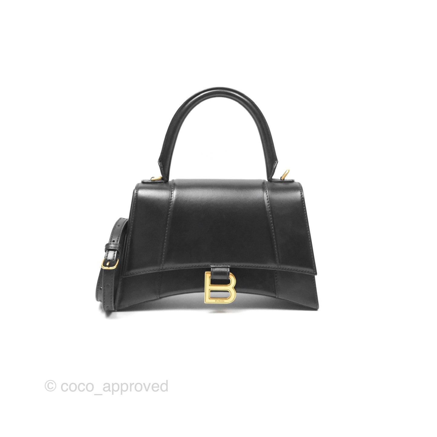 Balenciaga Small Hourglass Top Handle Bag Black Box Calfskin