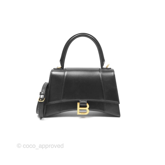 Balenciaga Small Hourglass Top Handle Bag Black Box Calfskin