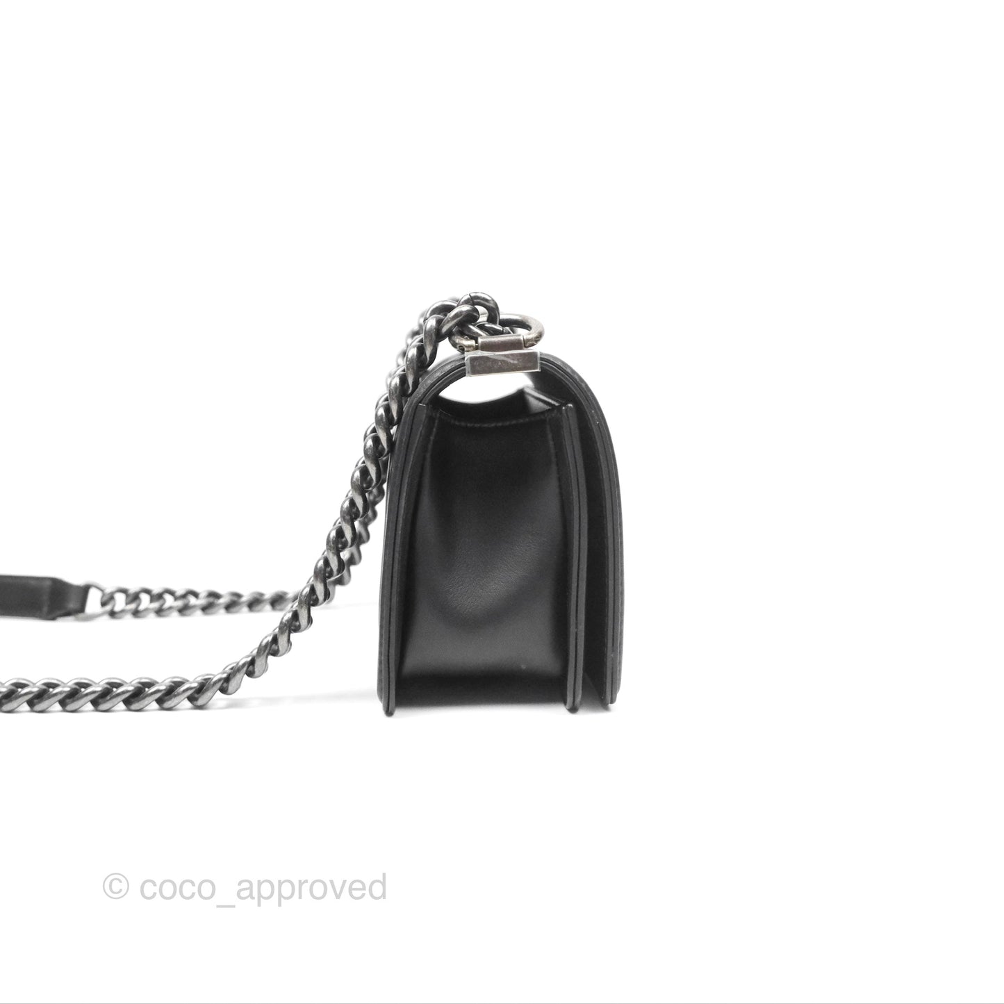Chanel Small Boy Black Calfskin Ruthenium Hardware