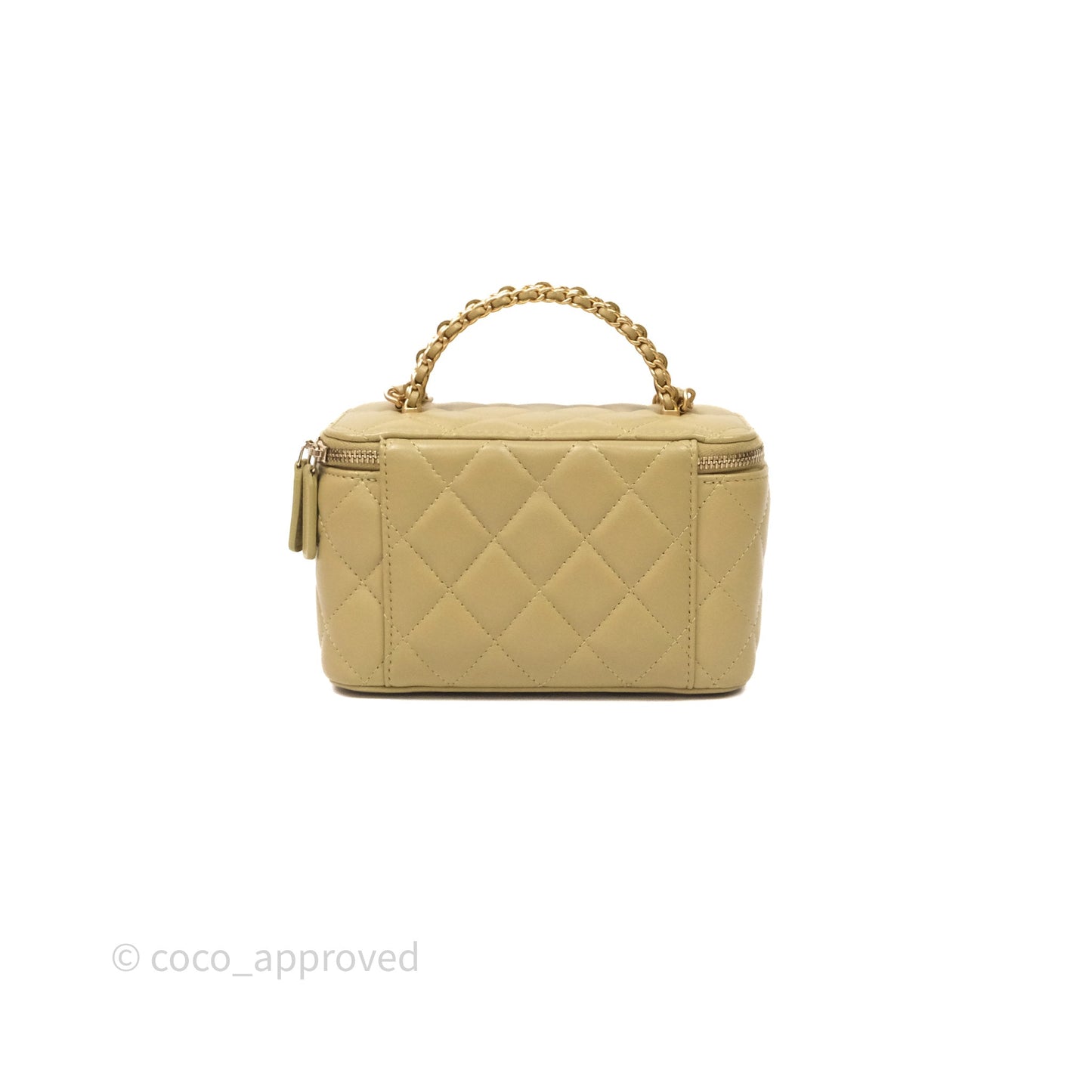 Chanel Top Handle Vanity with Chain Olive Green Lambskin Aged Gold Hardware