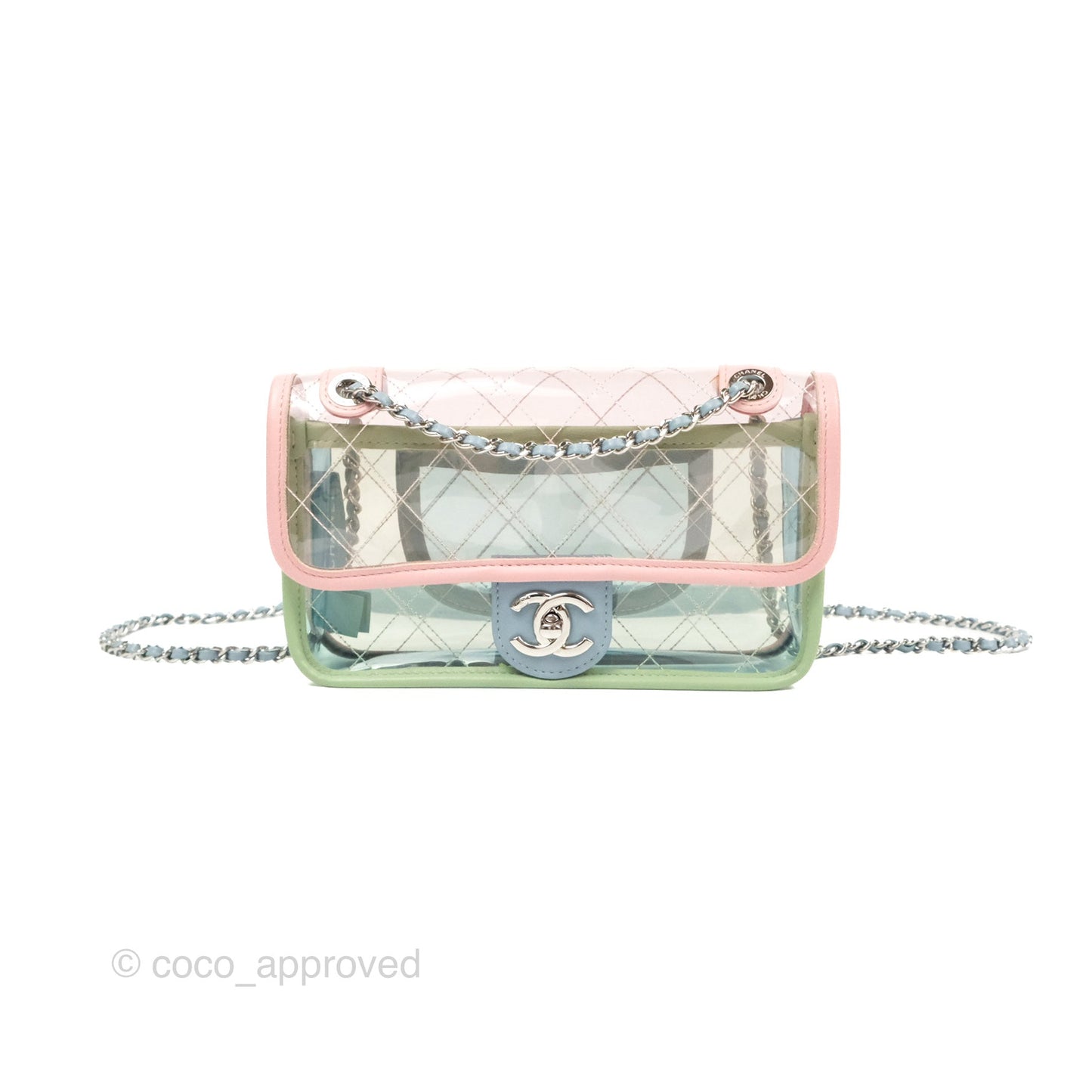 Chanel Mini Coco Splash Flap Bag PVC Lambskin Pink/Blue/Green Silver Hardware